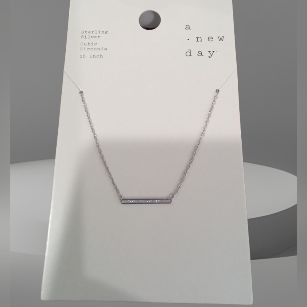 NWT Sterling Silver Cubic Zirconia 16" Necklace a.new day Brand